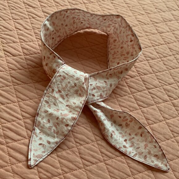 NEW - Handcrafted - Knot-back headband - offwhite + pink dots OZ DOUBLE - Picture 1 of 6